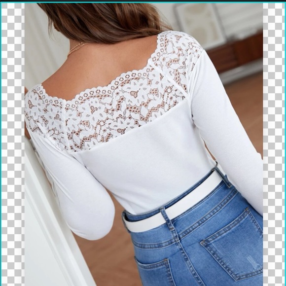 New! Lace Insert Ribbed Knit Top - Picture 5 of 14